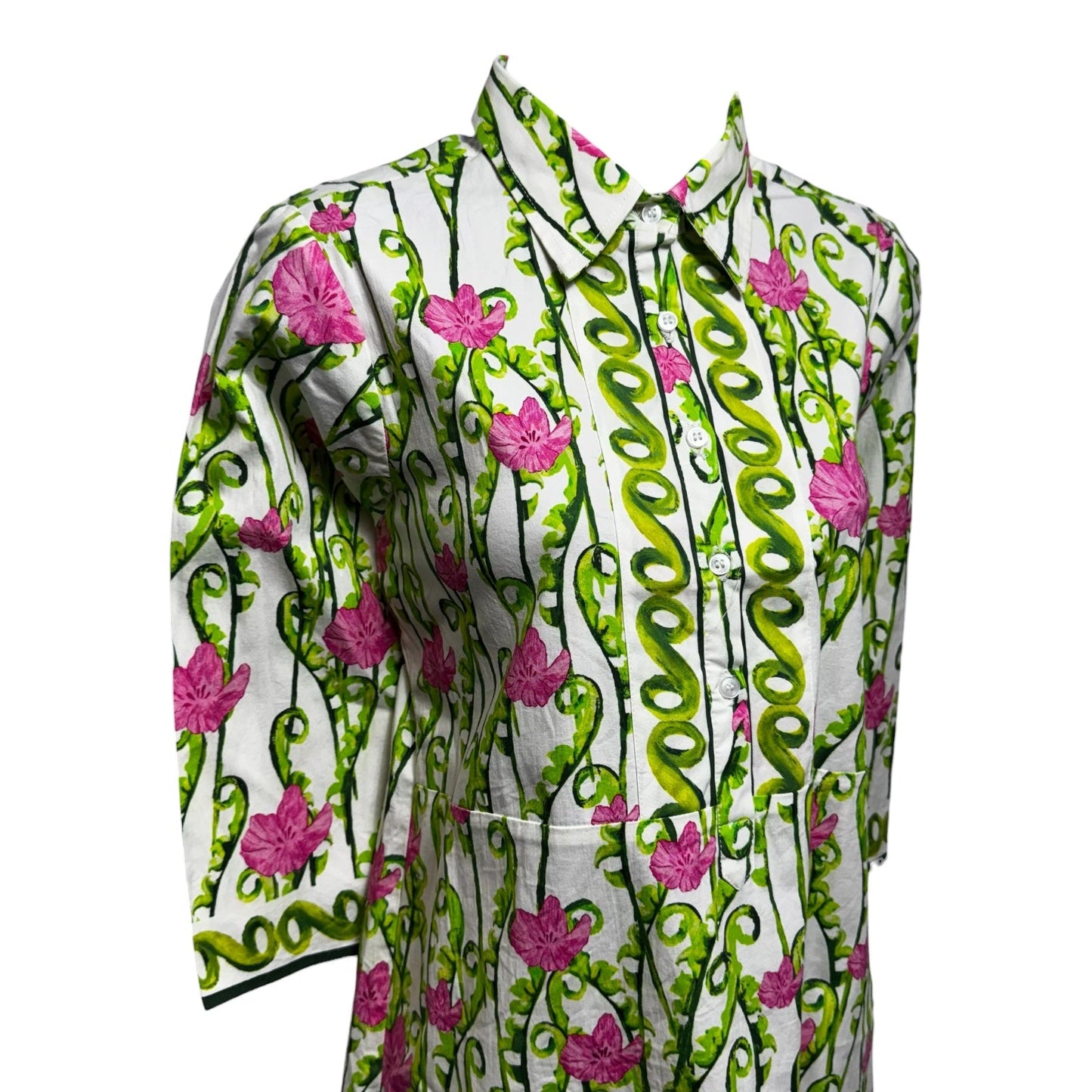 Blooming Shirt Dress By Bella Tu In Green Multi, Size: S