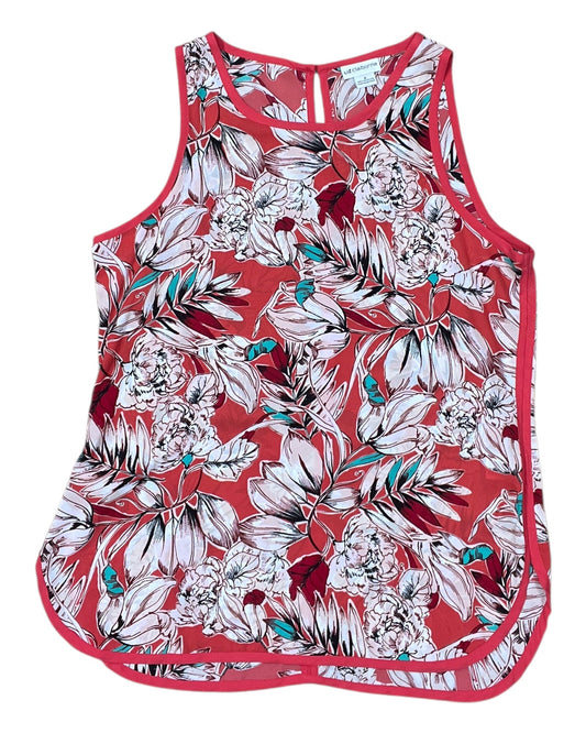 Top Sleeveless By Liz Claiborne In Red & White, Size:M