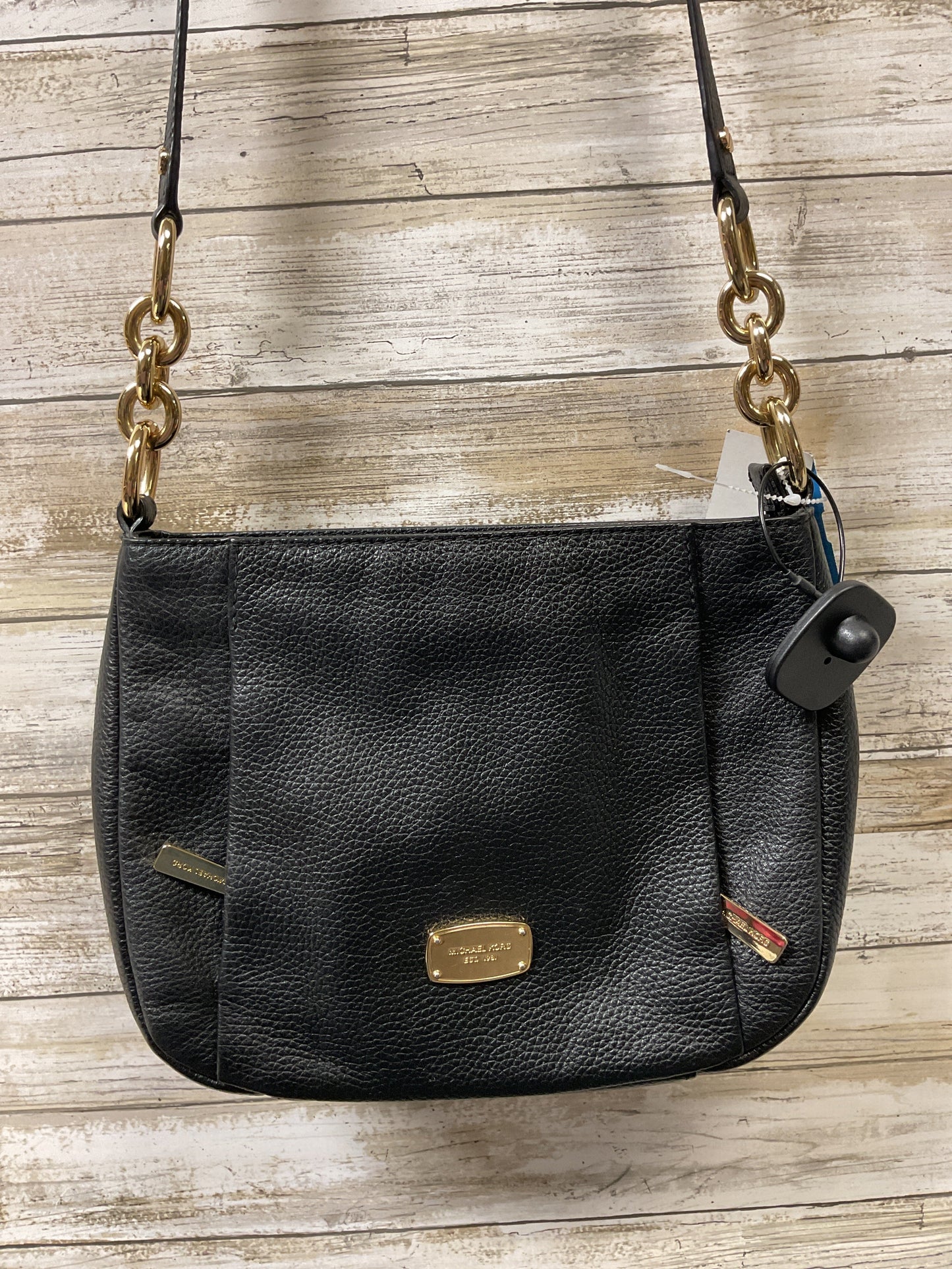 Handbag Designer By Michael By Michael Kors In Black & Gold, Size:Medium