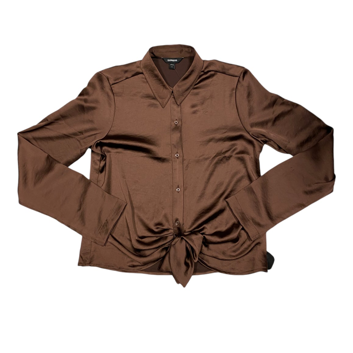 Top Long Sleeve By Express In Brown, Size: S