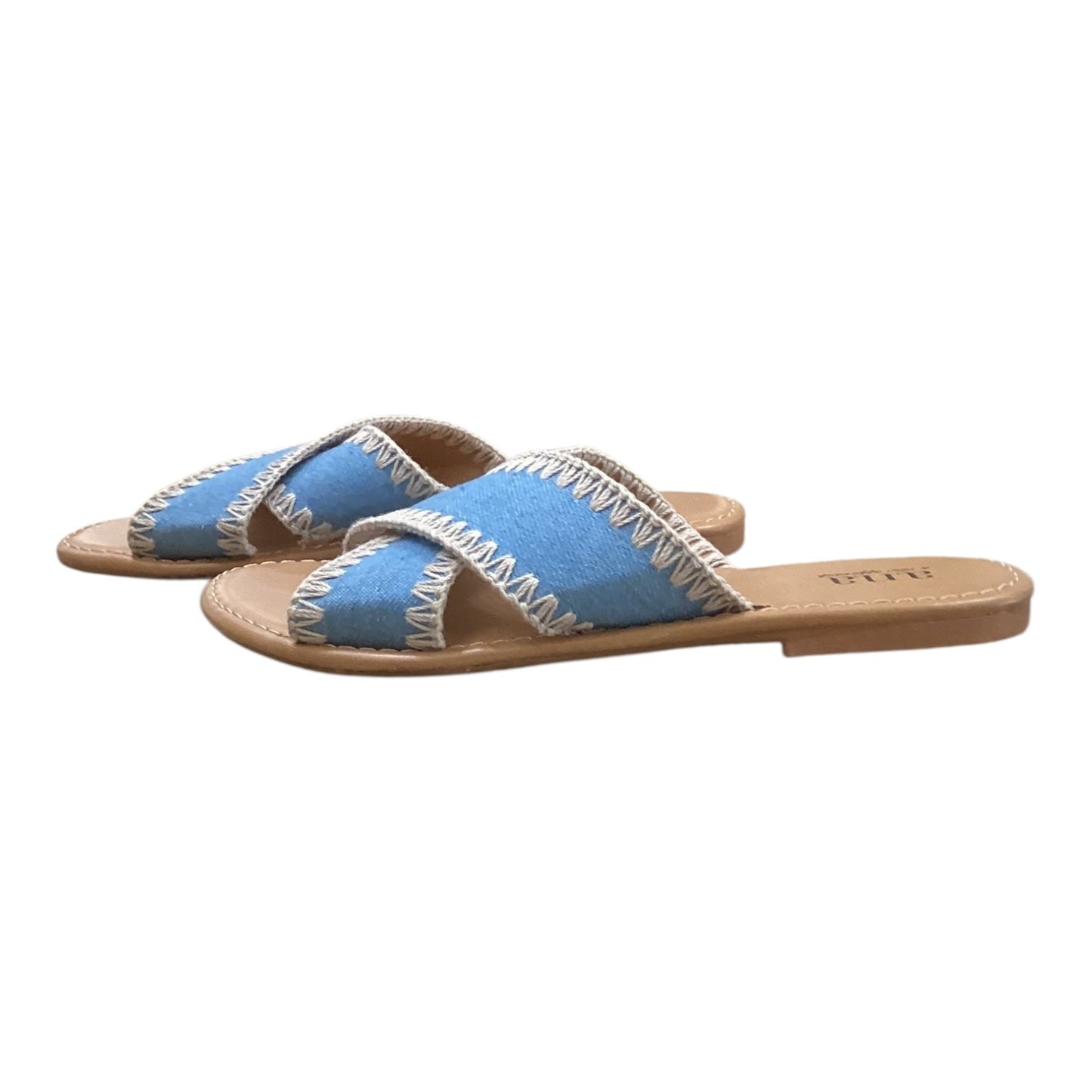 Sandals Flats By Ana In Blue & Tan, Size:6