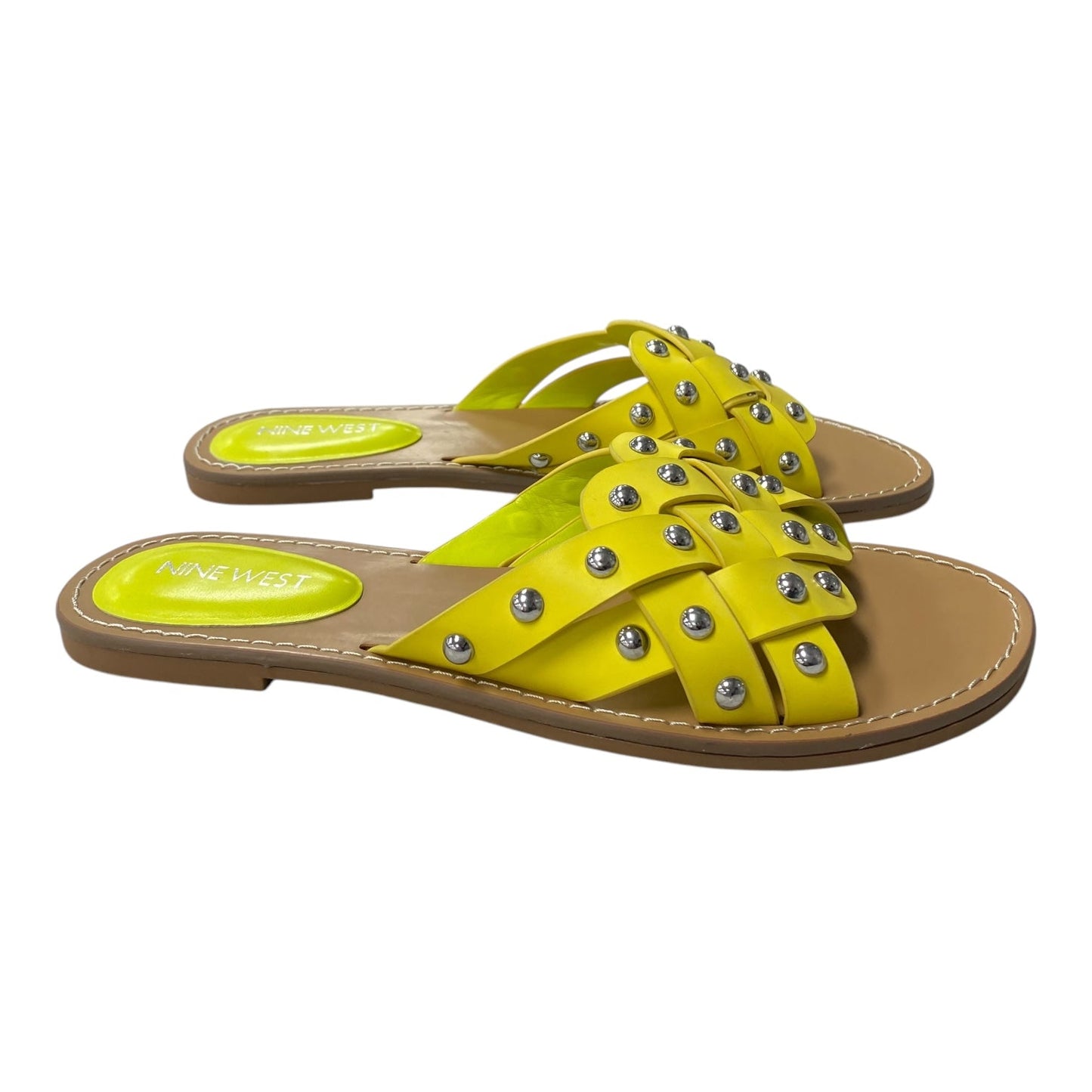 SANDALS FLATS by NINE WEST In YELLOW, Size: 9.5