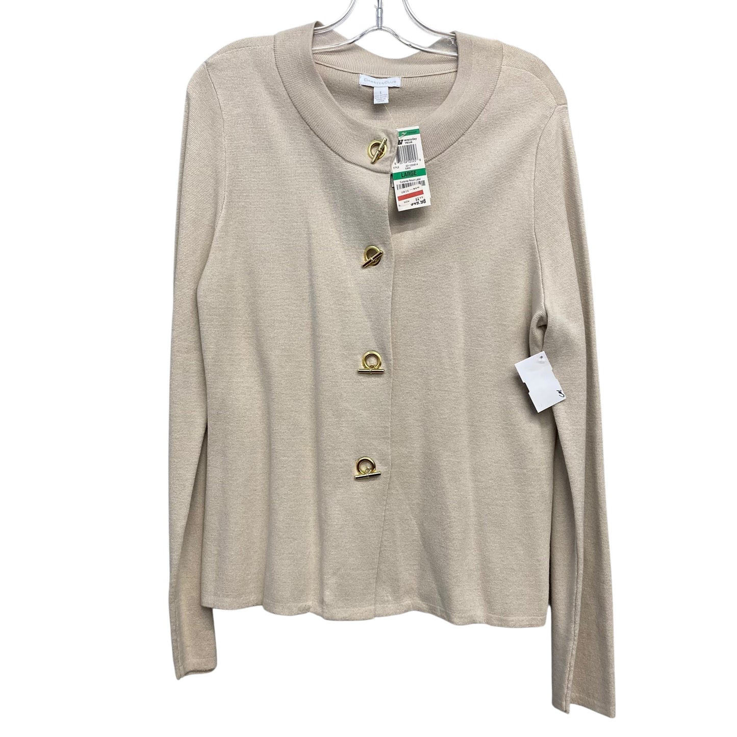 Sweater Cardigan By Charter Club In Beige, Size:L