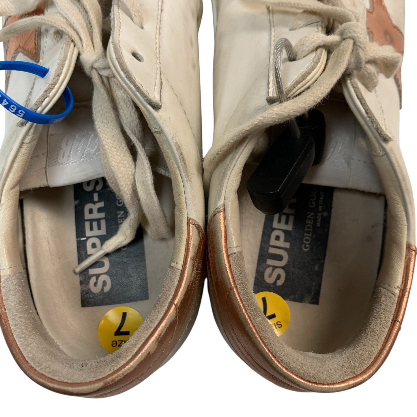Shoes Luxury Designer By Golden Goose In Pink & White, Size: 7