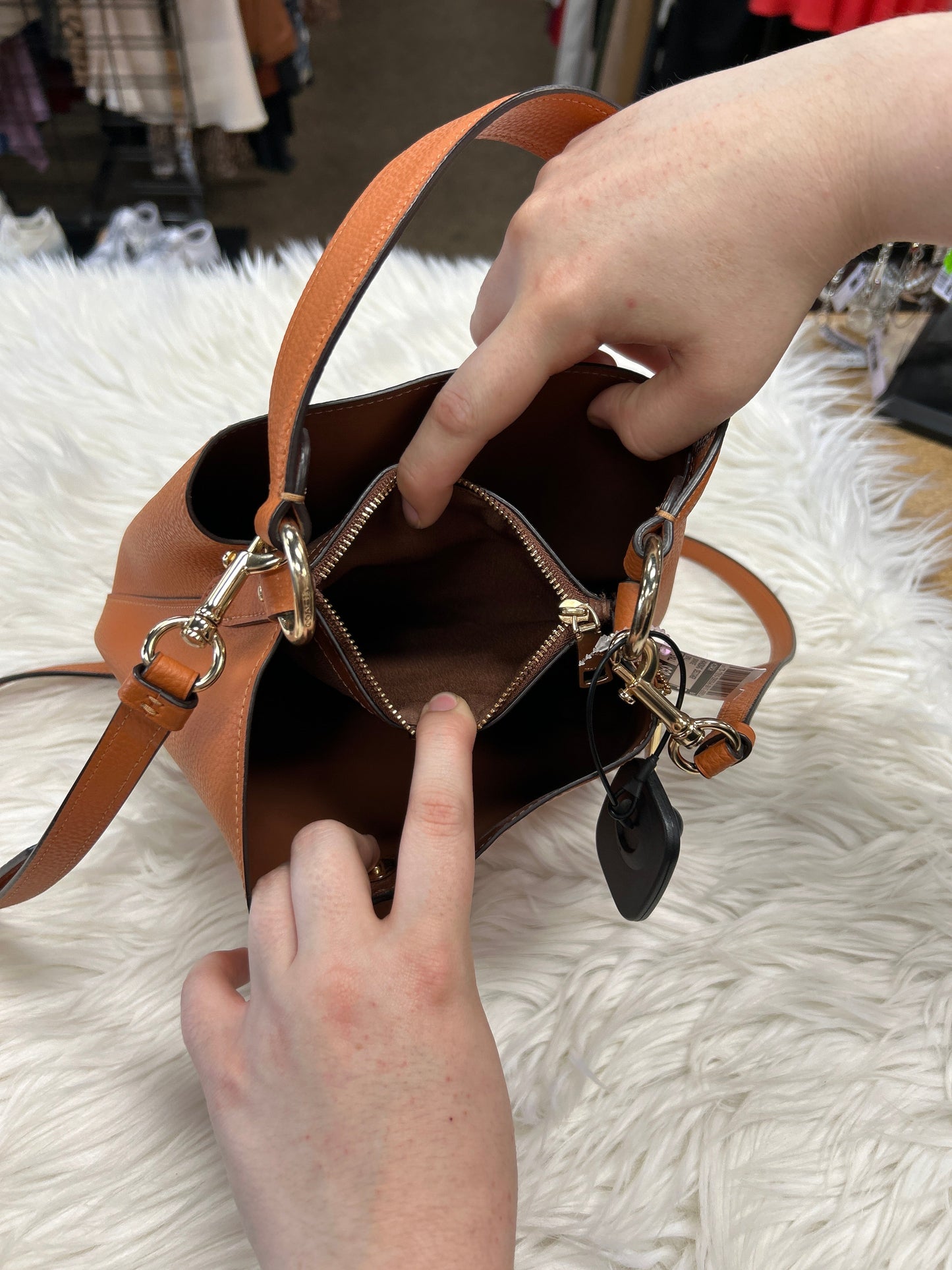 Handbag Designer By Coach In Orange, Size:Small