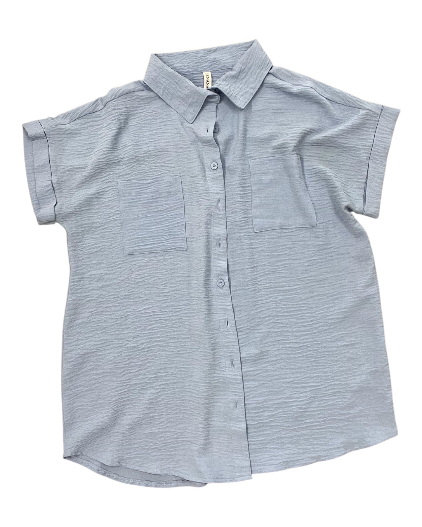 Blouse Ss By Zenana In Blue, Size:L