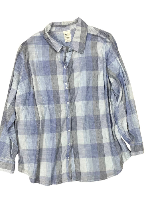 Blouse Ls By Just My Size In Blue, Size:3X
