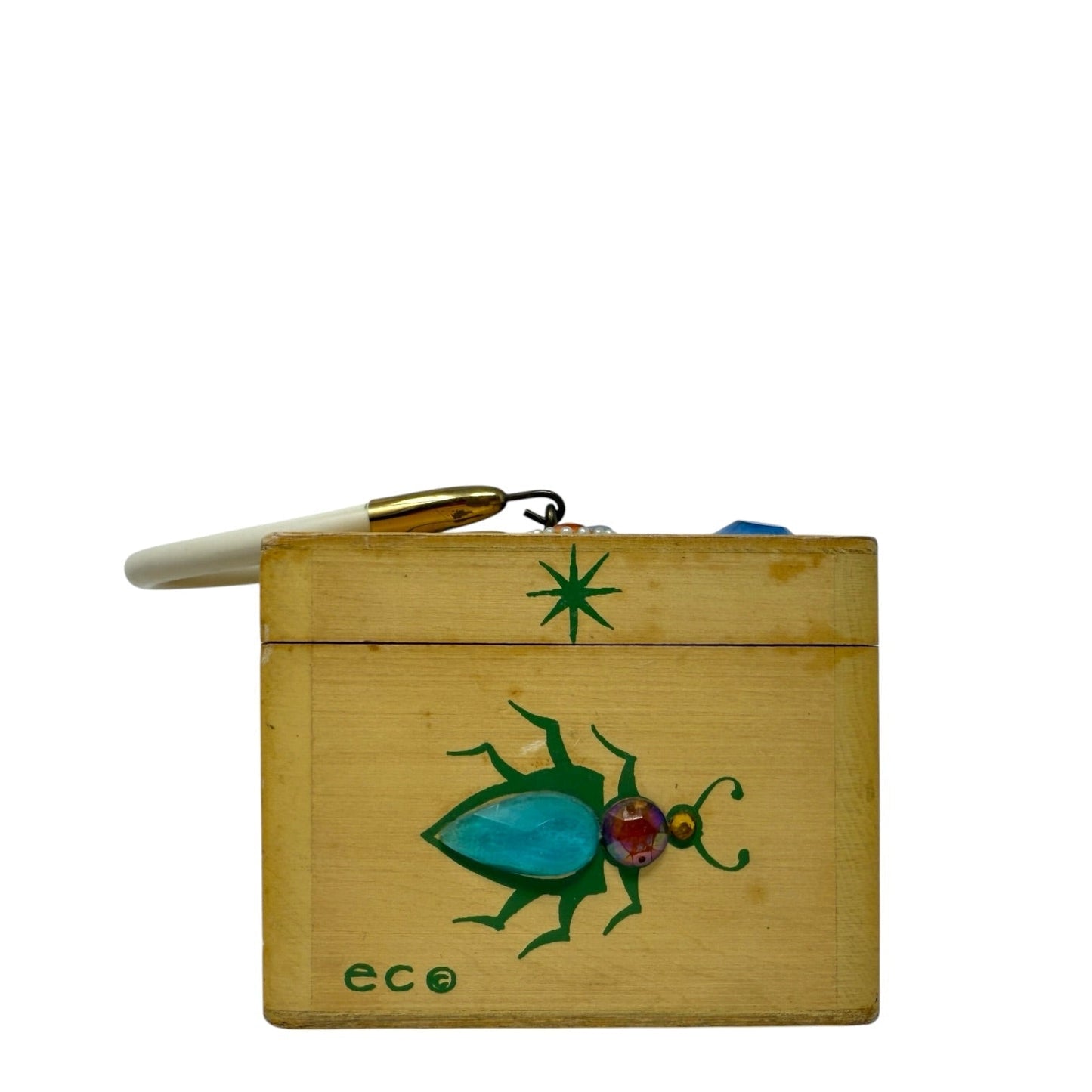 Vintage Collectible 60’s “Glitter Bugs” Wooden Box Bag By Enid Collins Of Texas, Size: Small