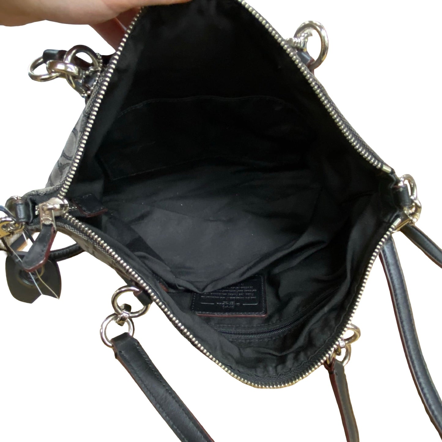 Handbag Designer By Coach In Black & Grey, Size:Small