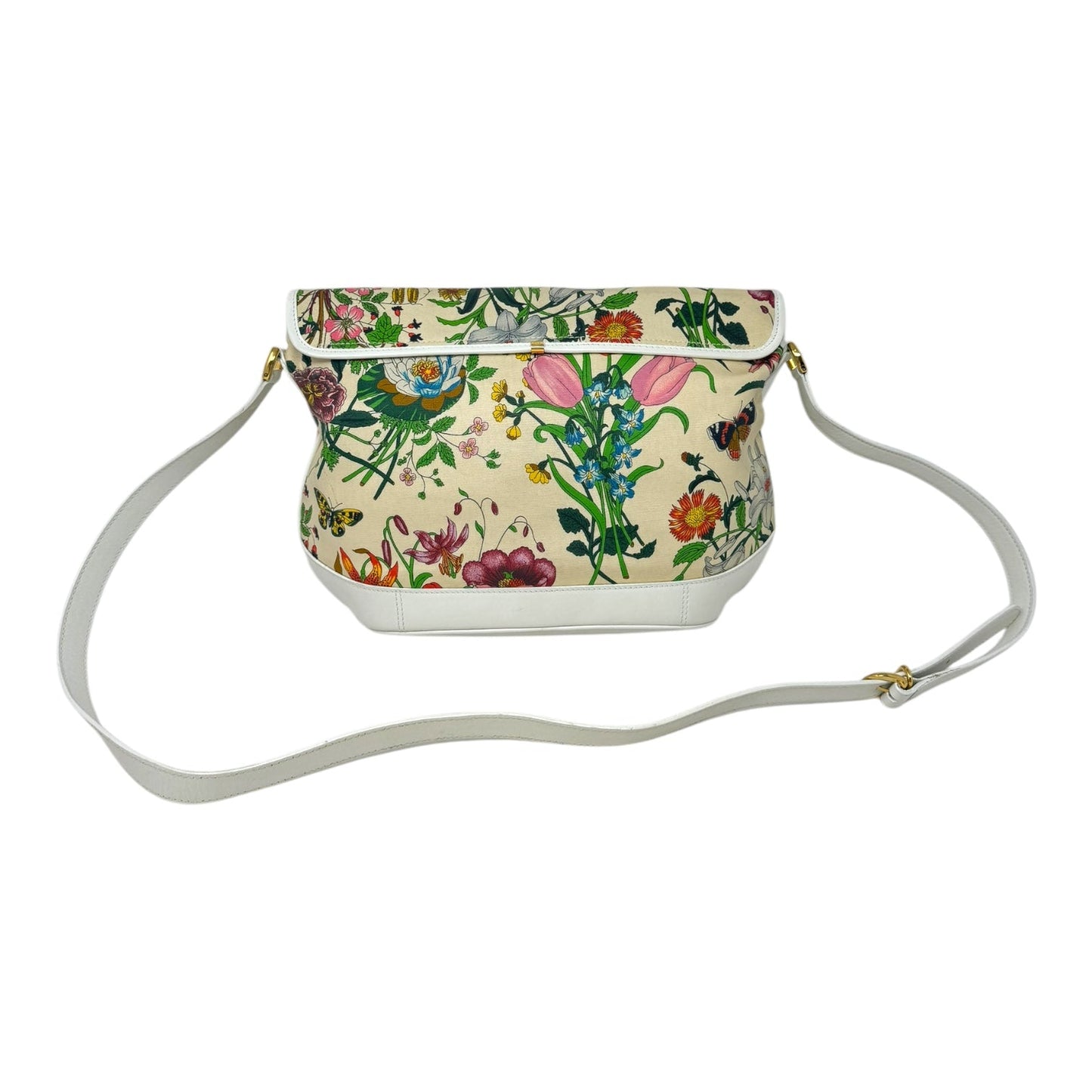 Vintage Joliecoeur Floral Canvas Crossbody Handbag Luxury Designer By Gucci, Size: Medium