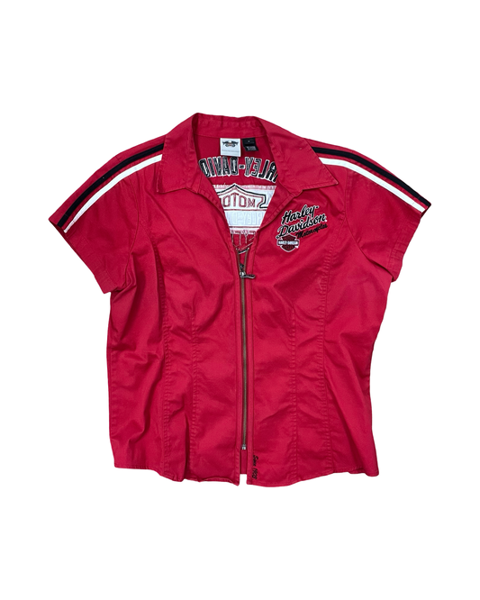 Blouse Ss By Harley Davidson In Red, Size:Xl