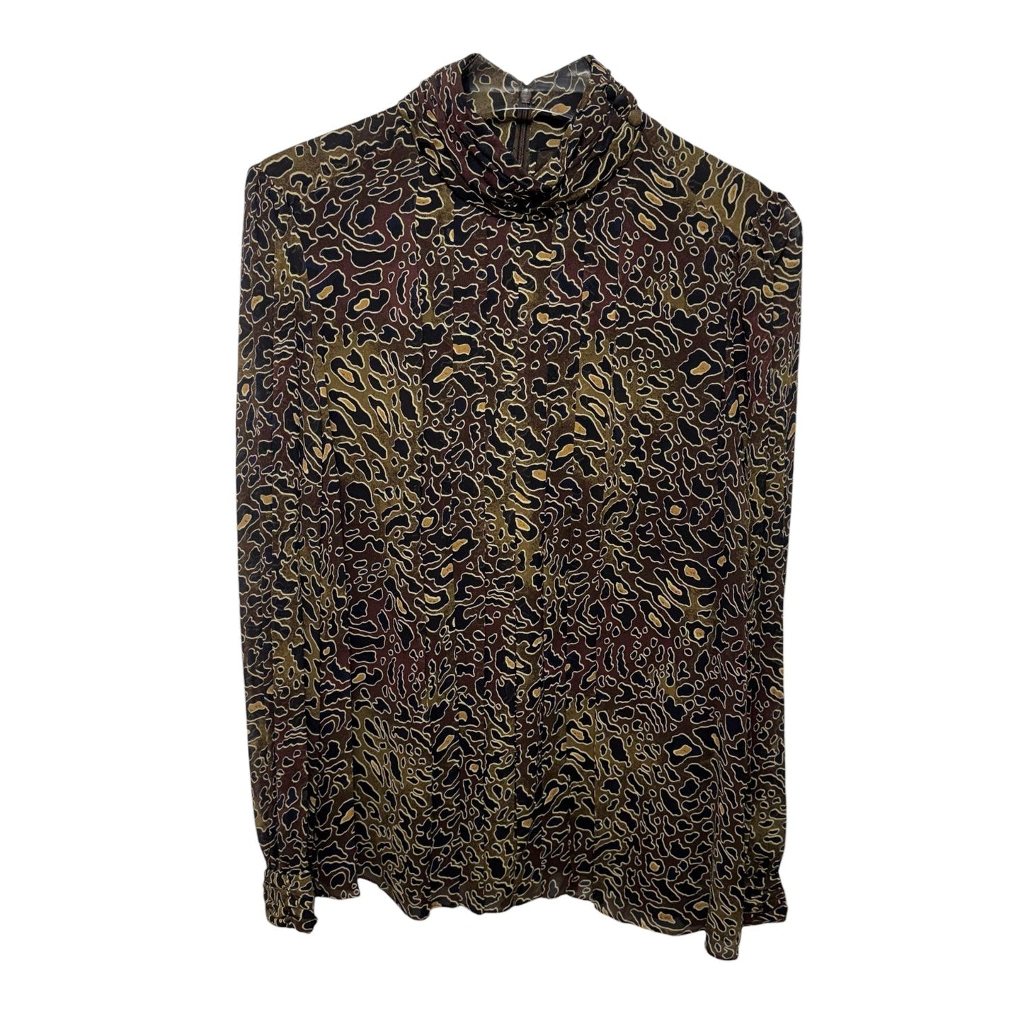 Silk Blouse Designer By Tory Burch In Black & Brown, Size: 10