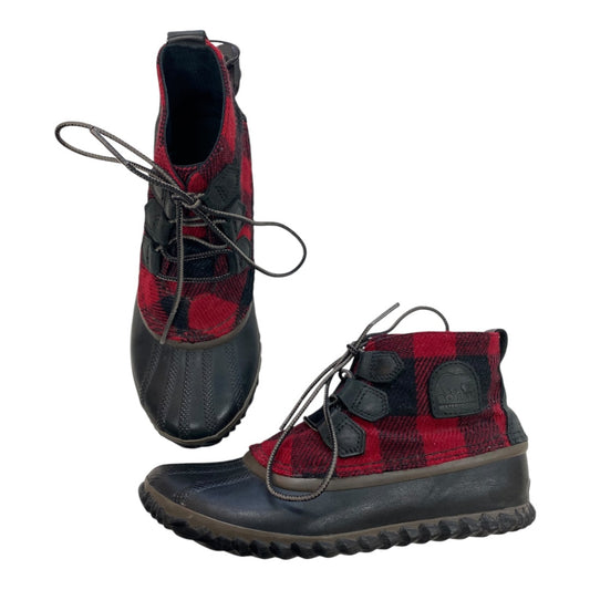 Boots Designer By Sorel In Plaid Pattern, Size:7.5