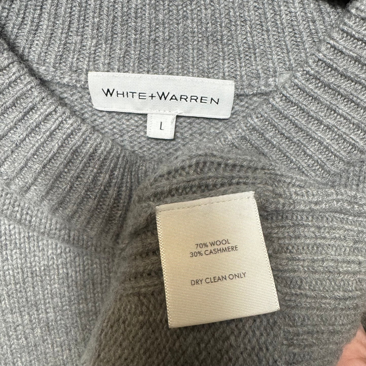 Lofty Cashmere Wool Blend Marled Crewneck Sweater By White And Warren In Pewter Heather, Size: L