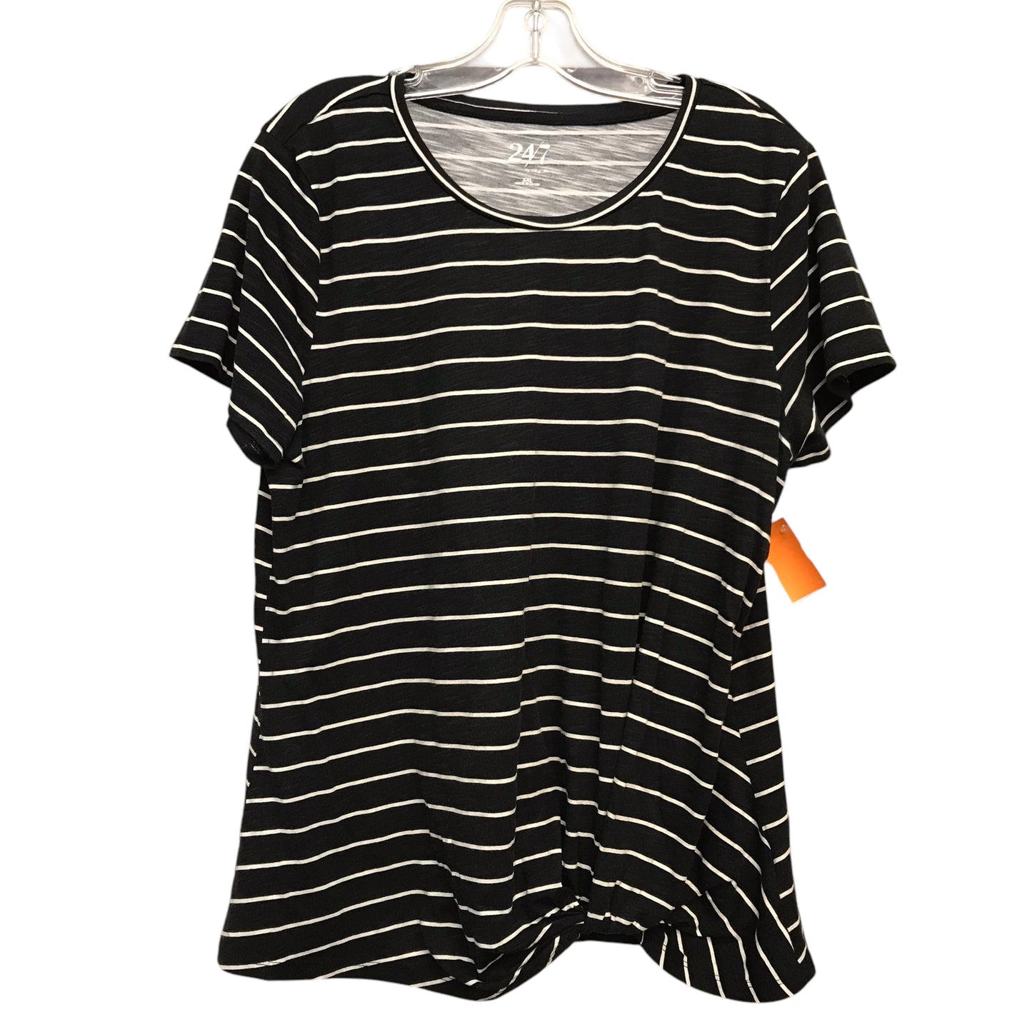 Top Ss Basic By Maurices In Striped Pattern, Size:1X