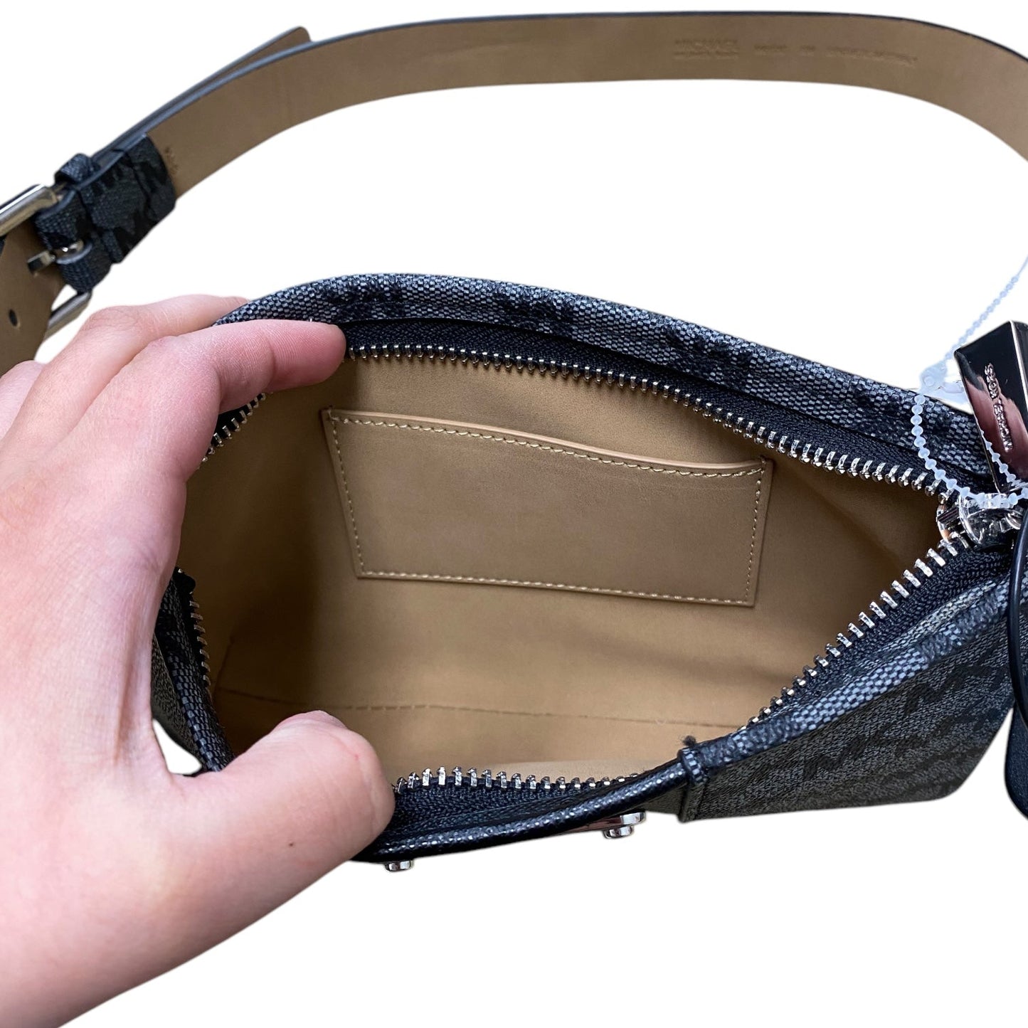 Belt Bag Designer By Michael Kors In Black & Grey, Size:Small