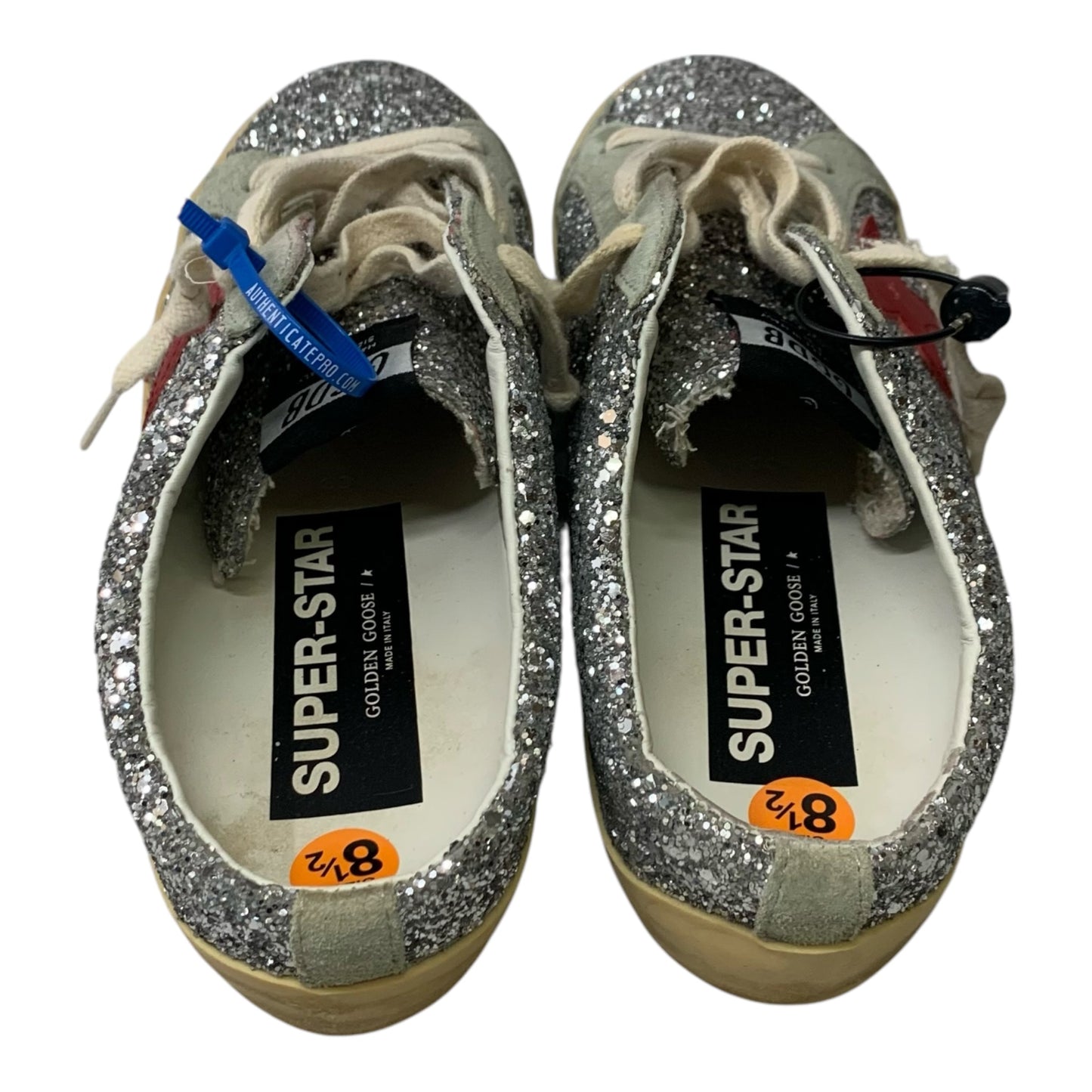 Shoes Luxury Designer By Golden Goose In Silver, Size: 8.5