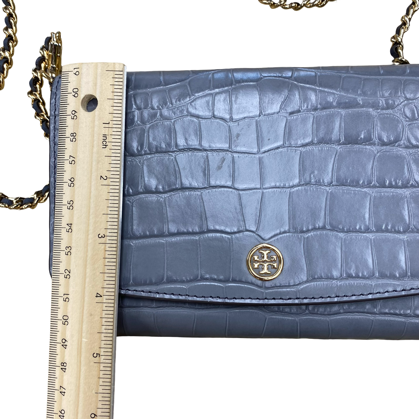 Handbag Designer By Tory Burch In Grey, Size:Small