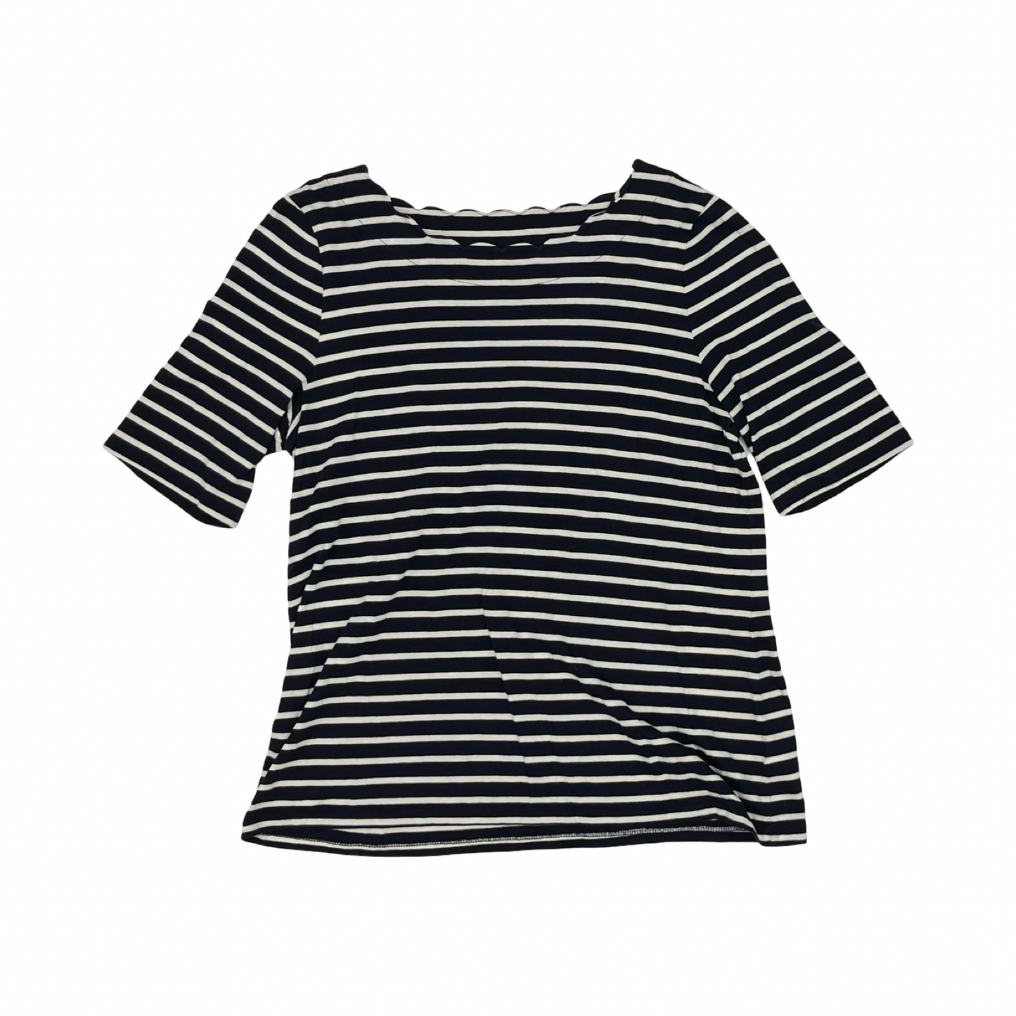 Top Ss Basic By Talbots In Blue & White, Size:L
