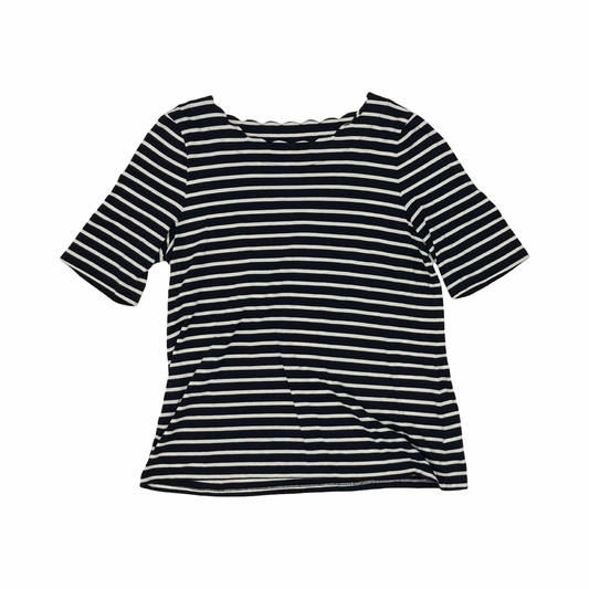 Top Ss Basic By Talbots In Blue & White, Size:L