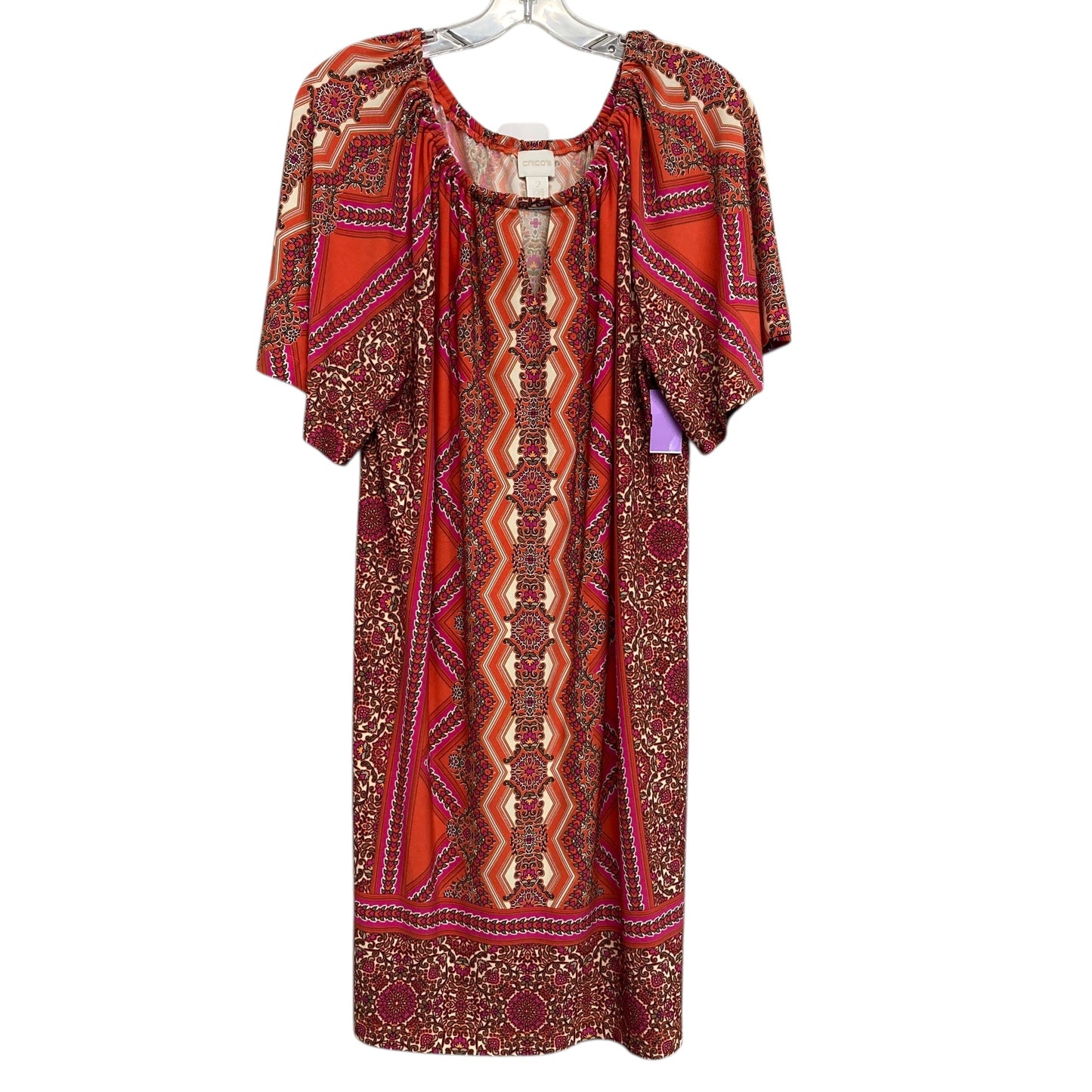 Dress Casual Short By Chicos In Orange & Pink, Size:L