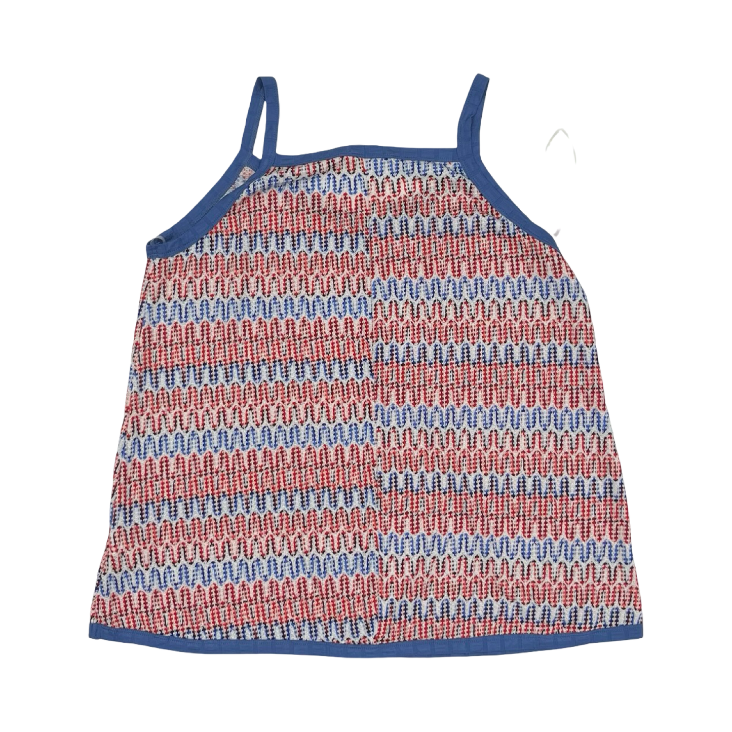 Blouse Sleeveless By Cmf In Blue Red & White, Size:1X