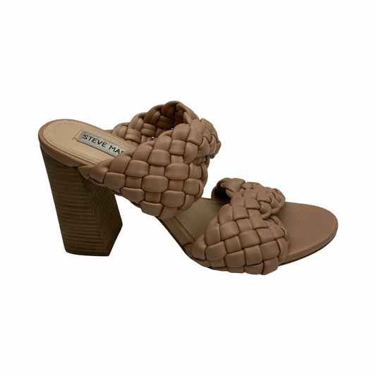 Sandals Heels Block By Steve Madden In Tan, Size:8.5