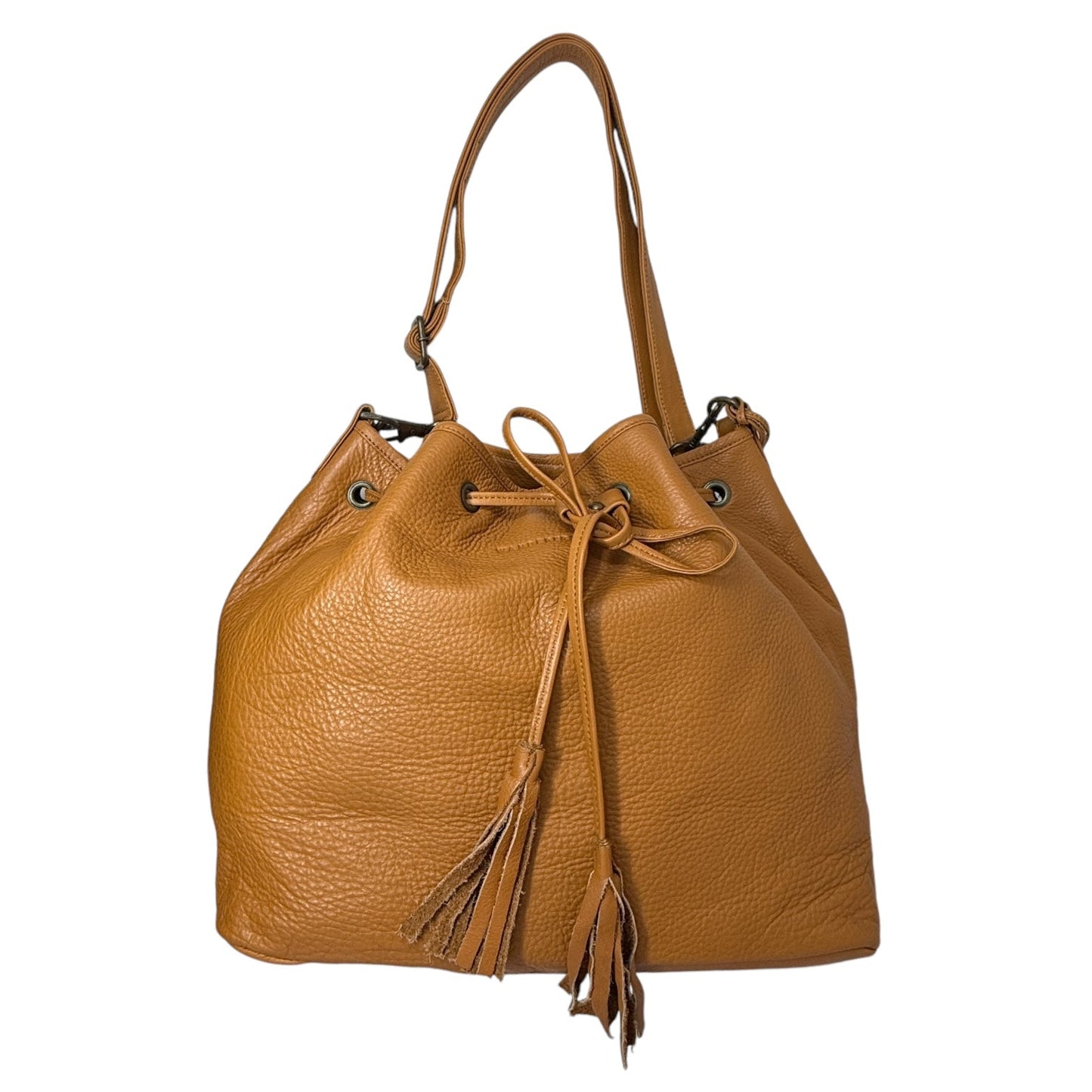 The Balmoral Tassel Bucket Bag Leather By Wanderers Travel Company, Size Large