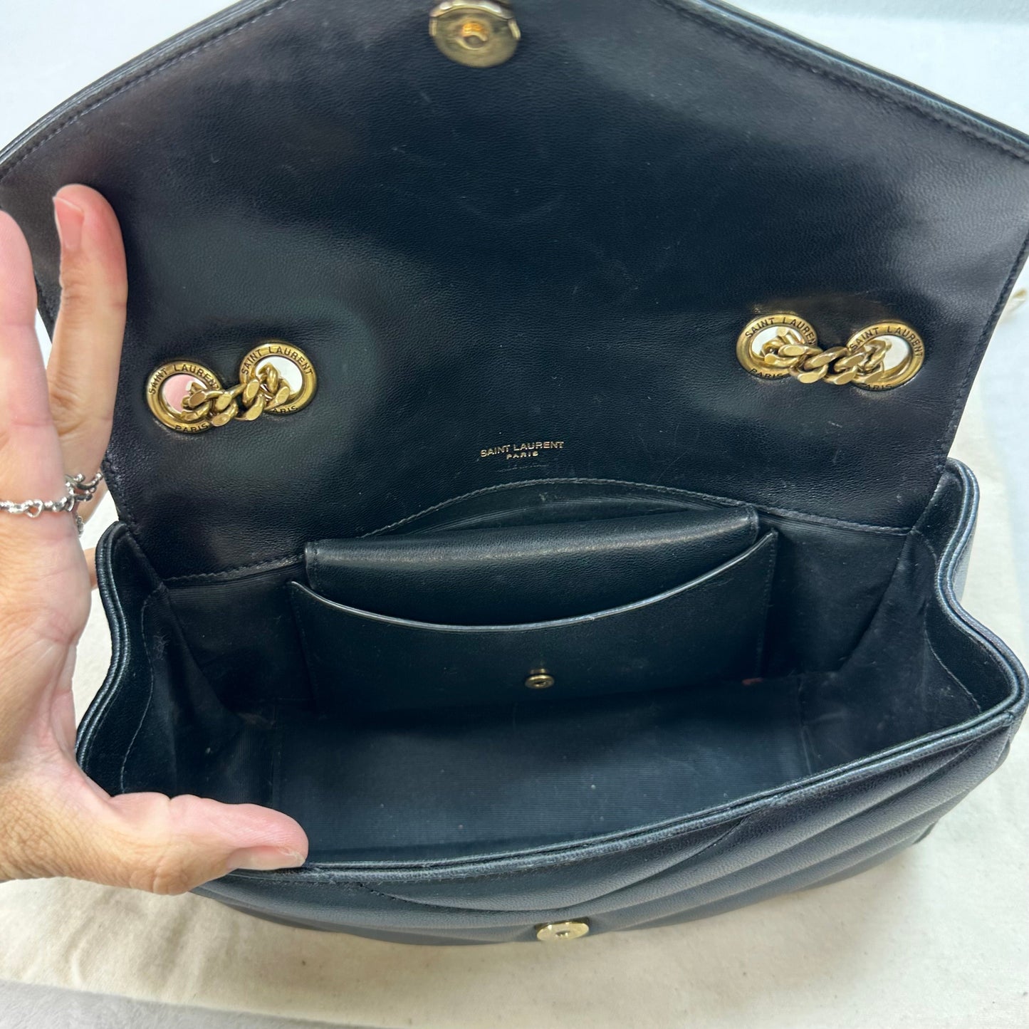 Loulou Matelassé lambskin Small Shoulder Bag Crossbody Luxury Designer By Yves Saint Laurent, Size: Small