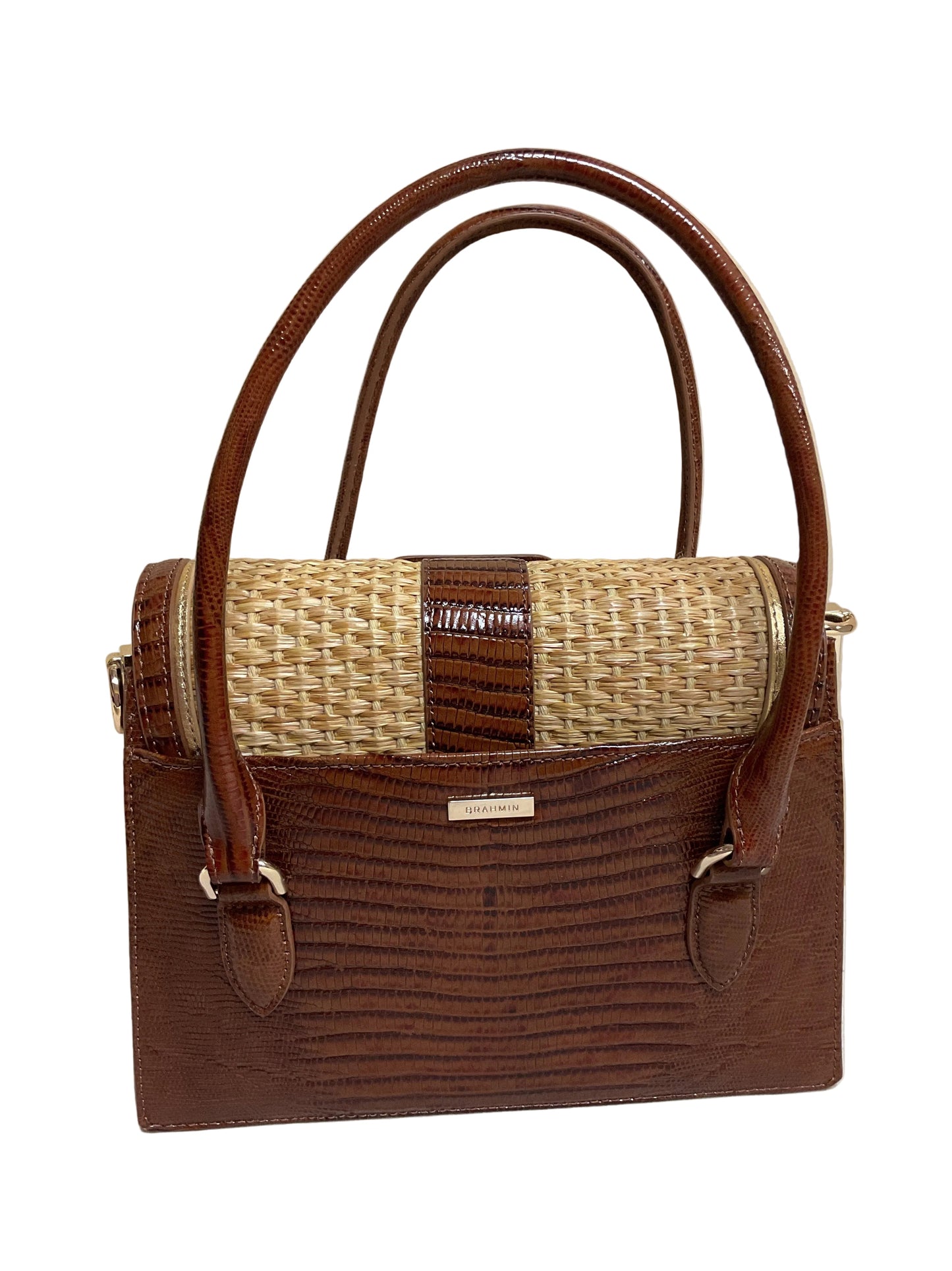 Handbag Designer By Brahmin In Brown & Tan, Size:Small