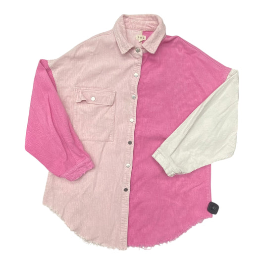 Jacket Shirt By Pol In Pink, Size:L