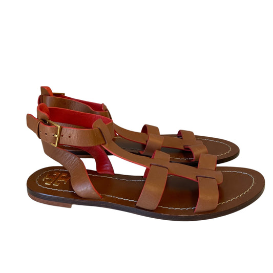 Sandals Designer By Tory Burch In Brown & Red, Size:6.5