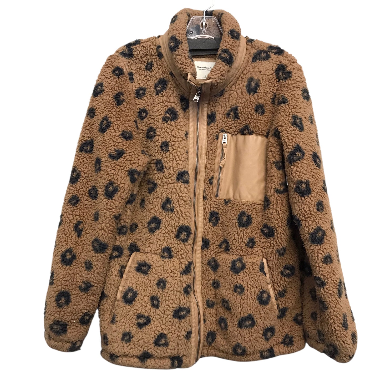 Jacket Faux Fur & Sherpa By Abercrombie And Fitch In Animal Print, Size:L