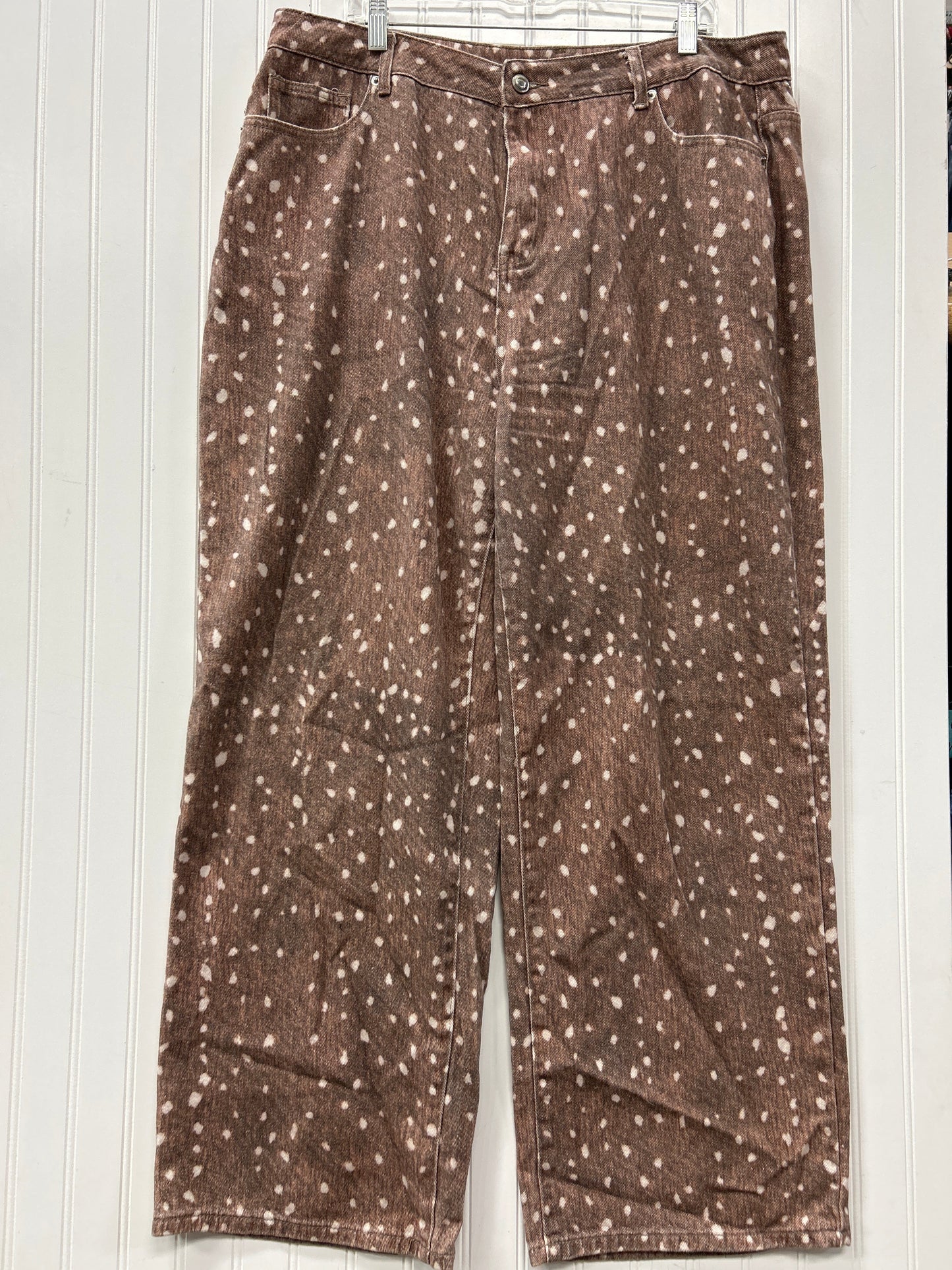 Jeans Wide Leg By Pretty Little Thing In Brown Denim, Size:14