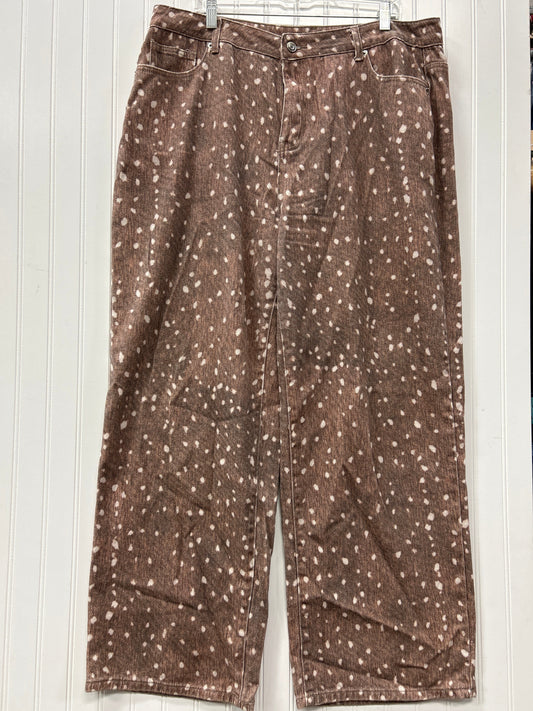 Jeans Wide Leg By Pretty Little Thing In Brown Denim, Size:14