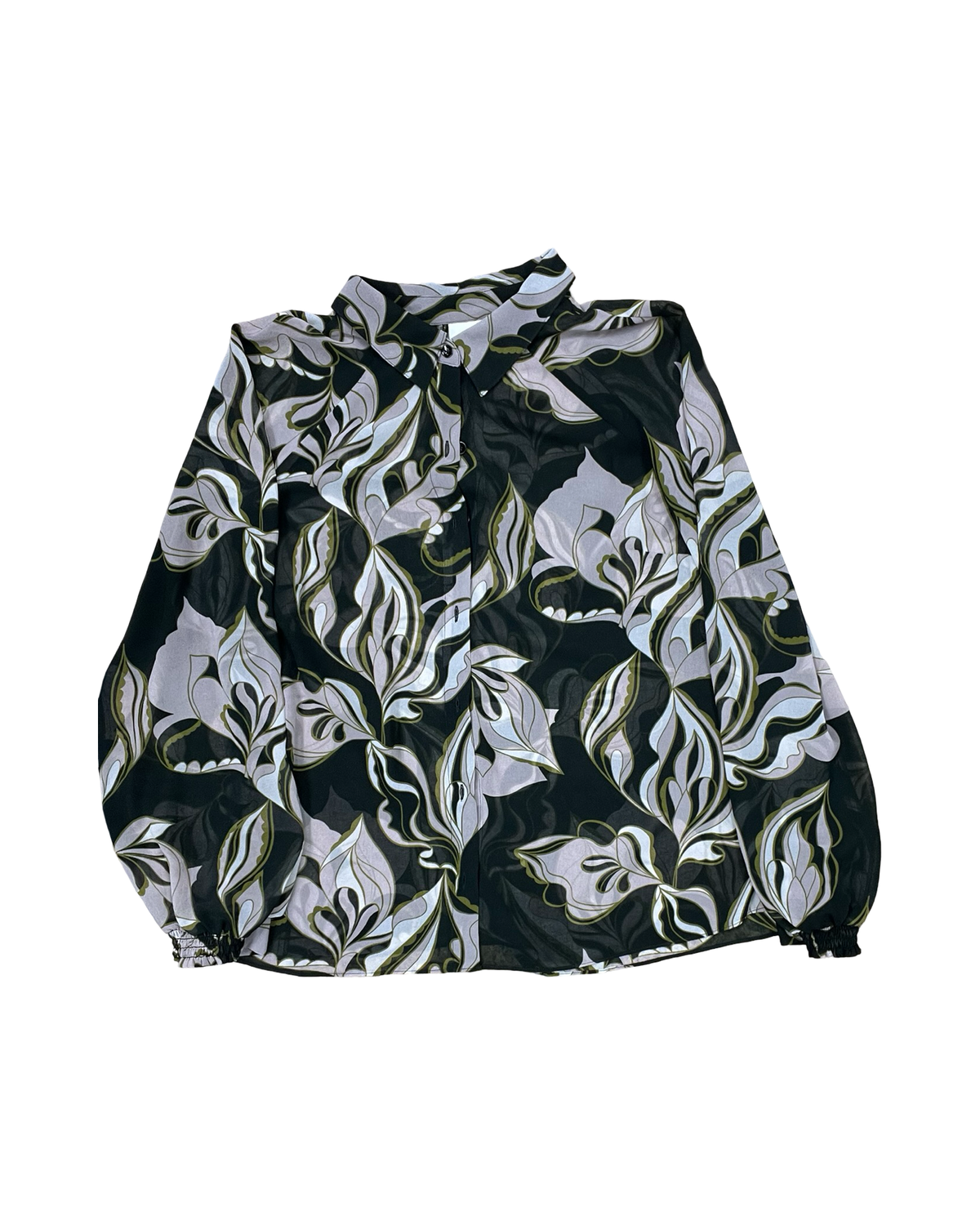 Blouse Ls By Cabi In Black & Green, Size:L