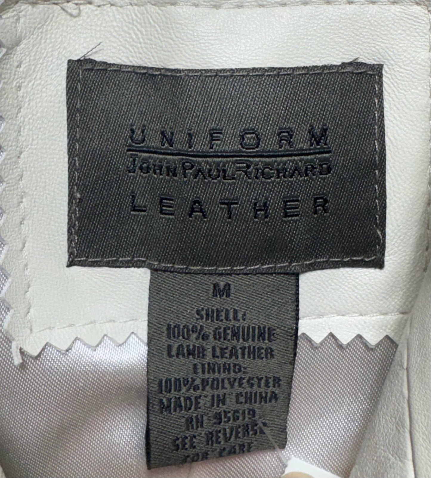 Jacket Moto Leather By Uniform In Cream, Size: M