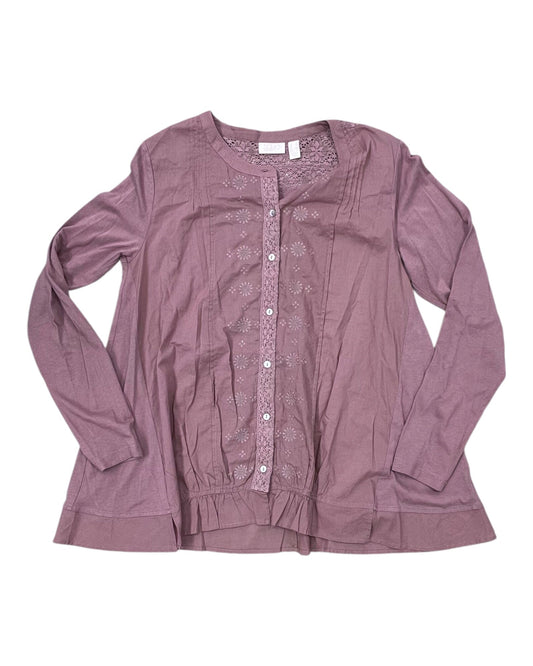Blouse Ls By Logo In Brown, Size:S