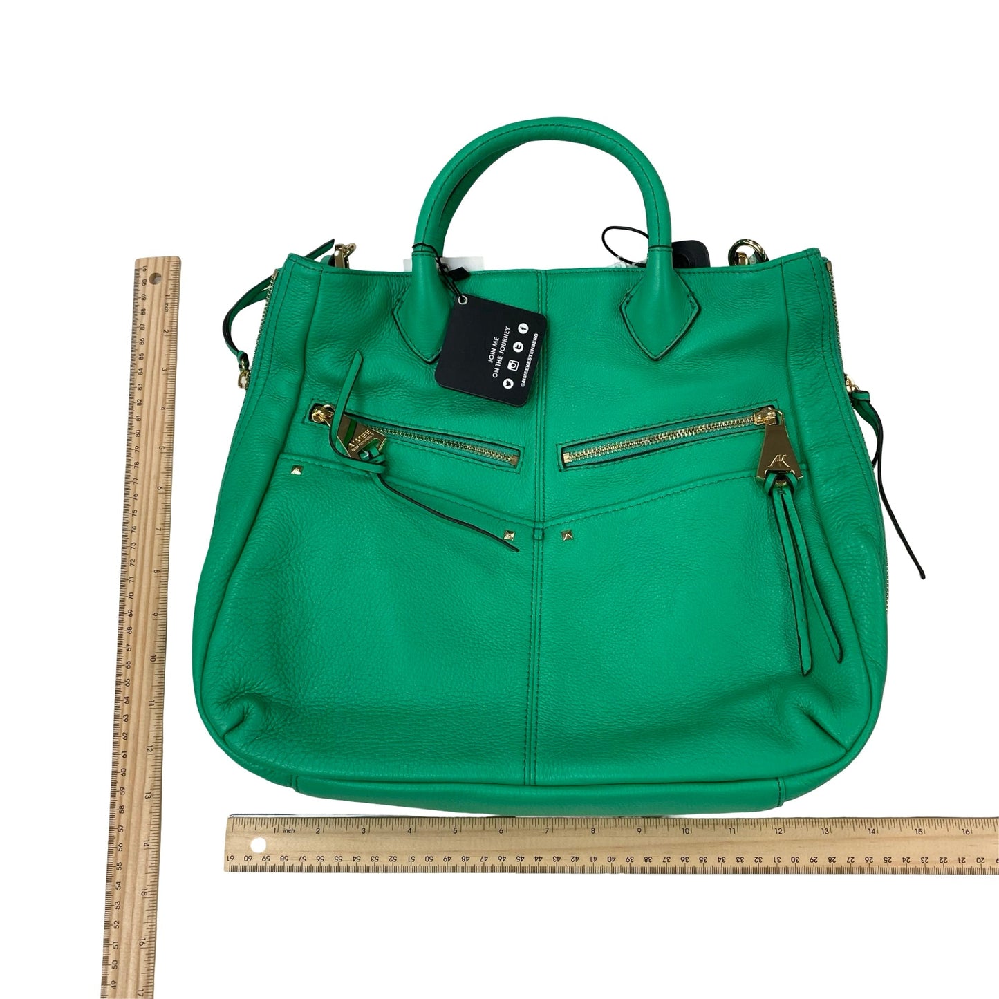 Handbag Leather By Aimee Kestenberg In Green, Size:Medium