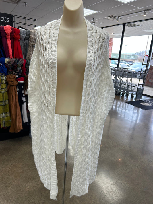 Sweater Cardigan By Clothes Mentor In White, Size:L