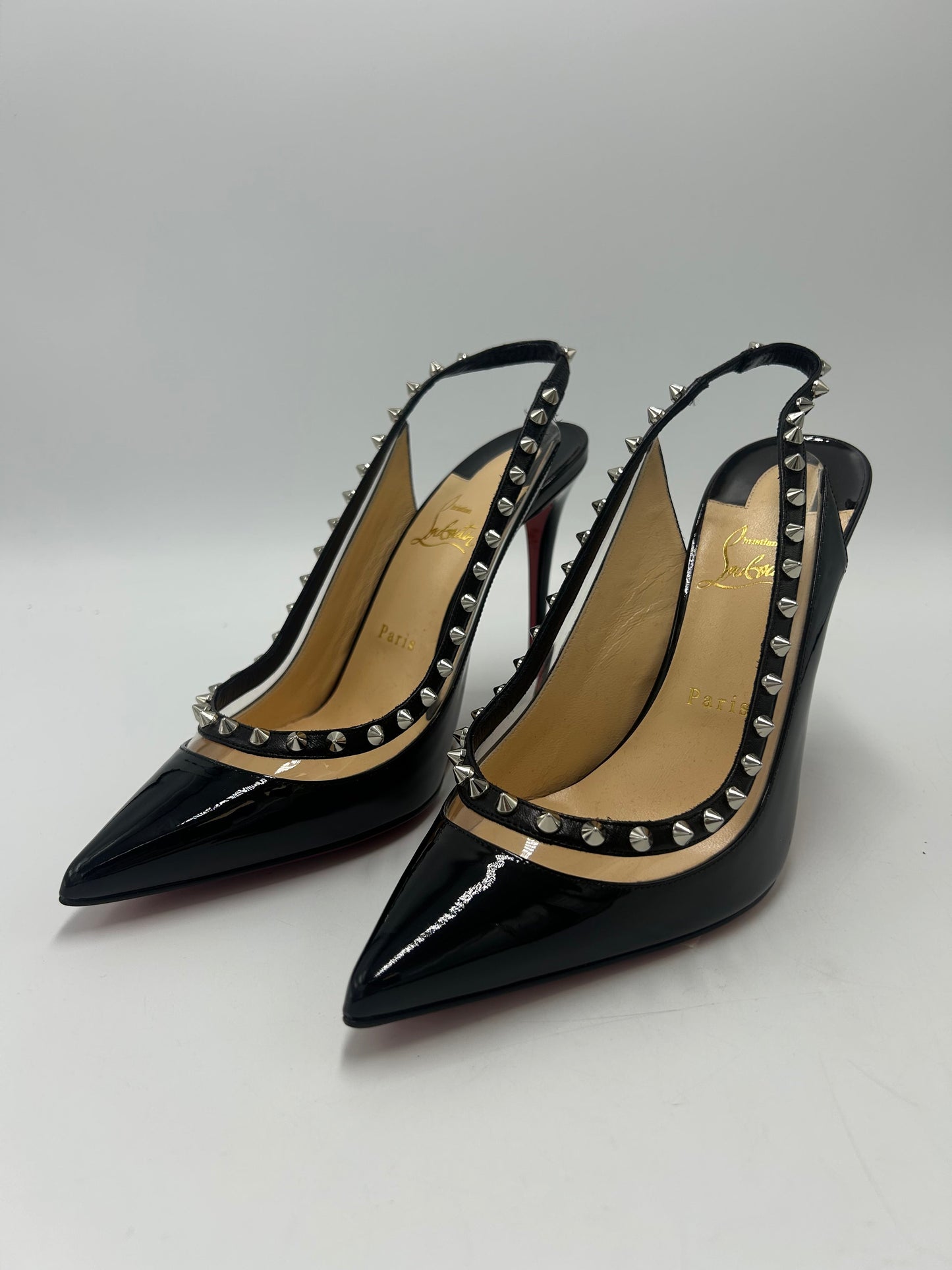 Christian Louboutin Brigadine Spike Luxury Slingback Designer Shoes, Size: 10.5 (40.5)