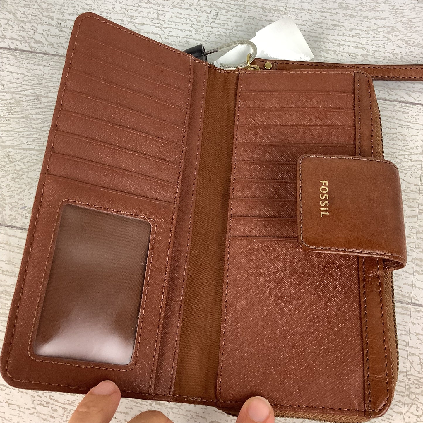 Wallet Leather By Fossil, Size: Large
