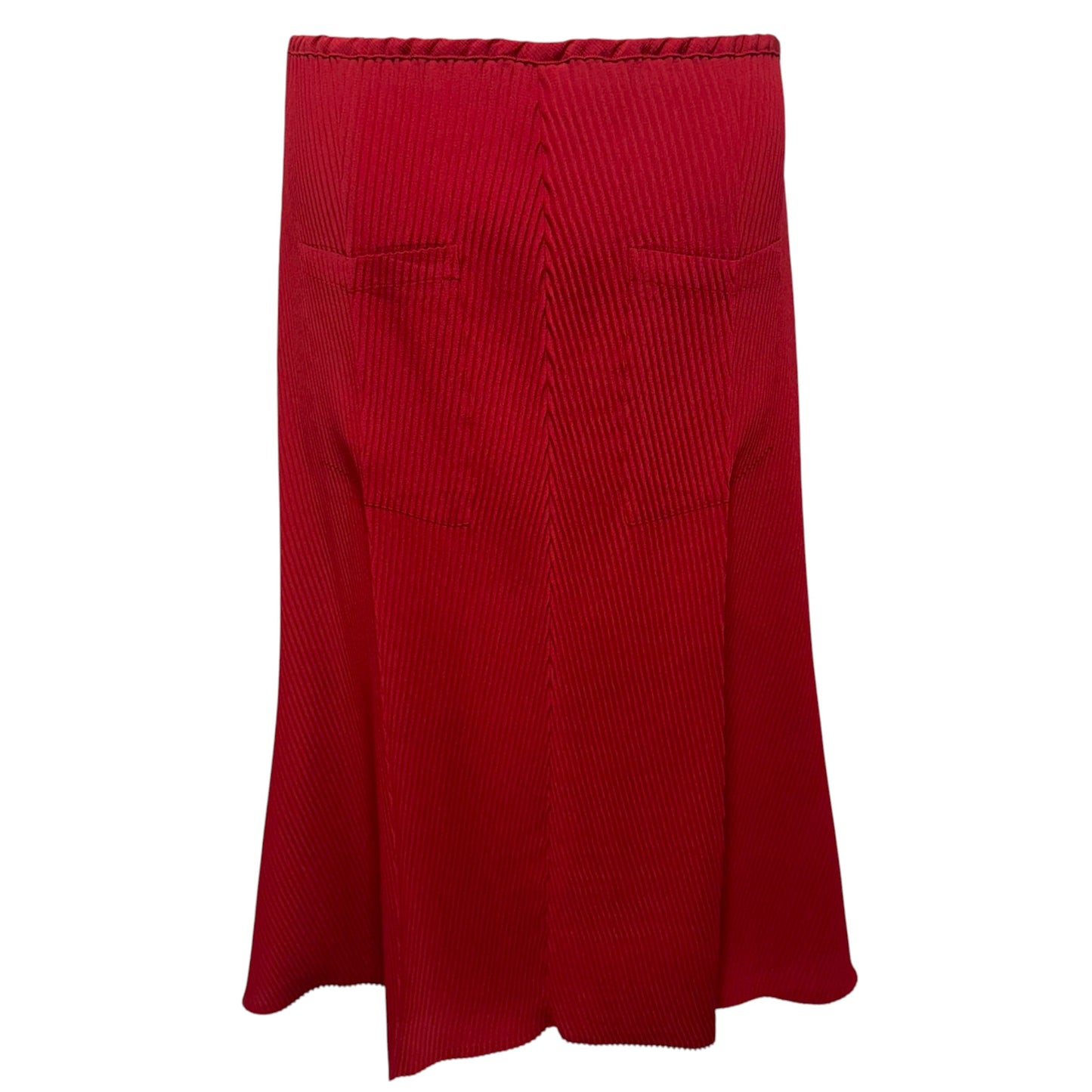 Sleeveless V Neck Accordion Top & Skirt Set 2pc By Babaton In Red, Size: S