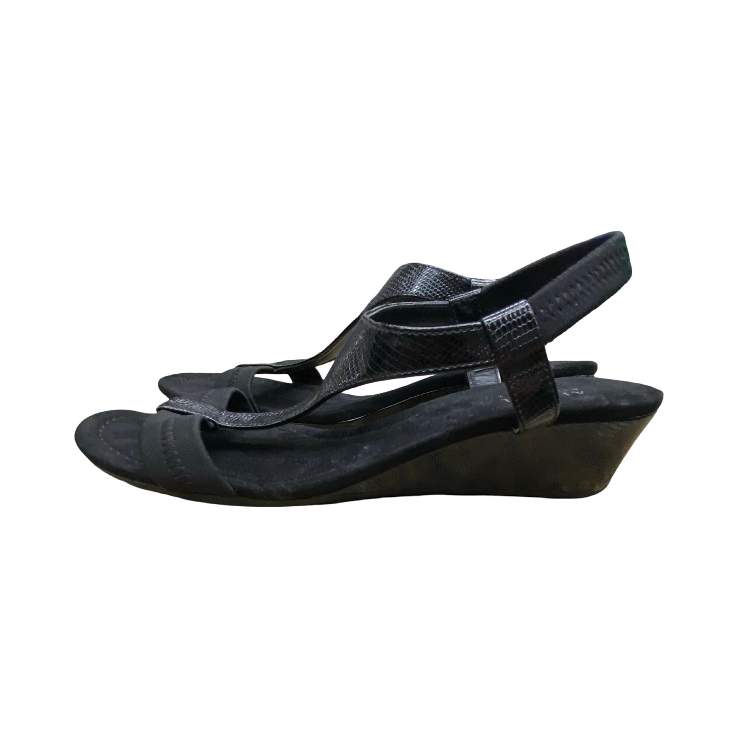 Sandals Heels Wedge By Alfani In Black, Size:8.5