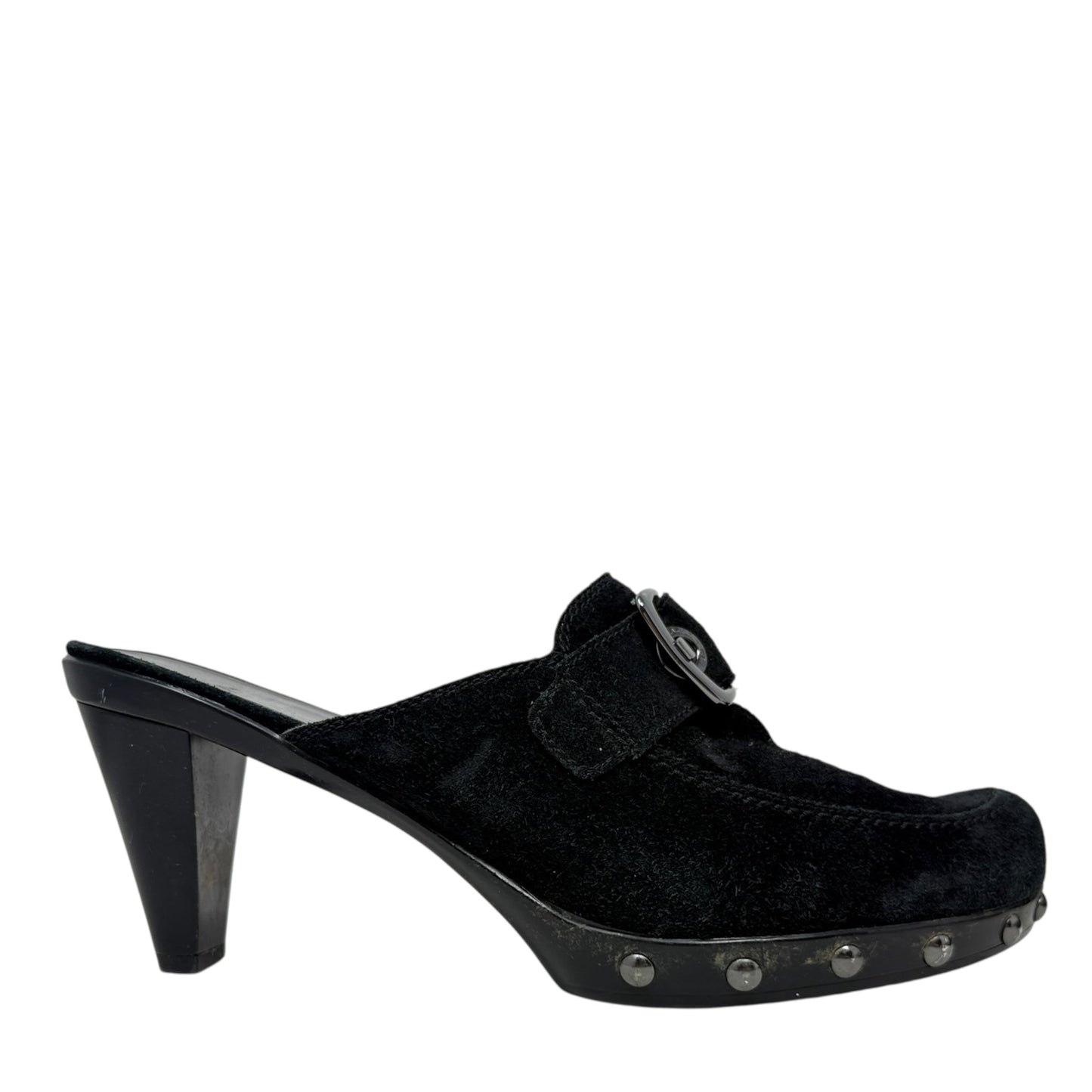 Studded Suede Clogs Designer By Stuart Weitzman In Black, Size: 7.5