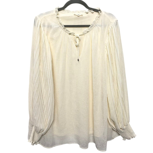 Blouse Ls By Entro In Cream, Size:1X