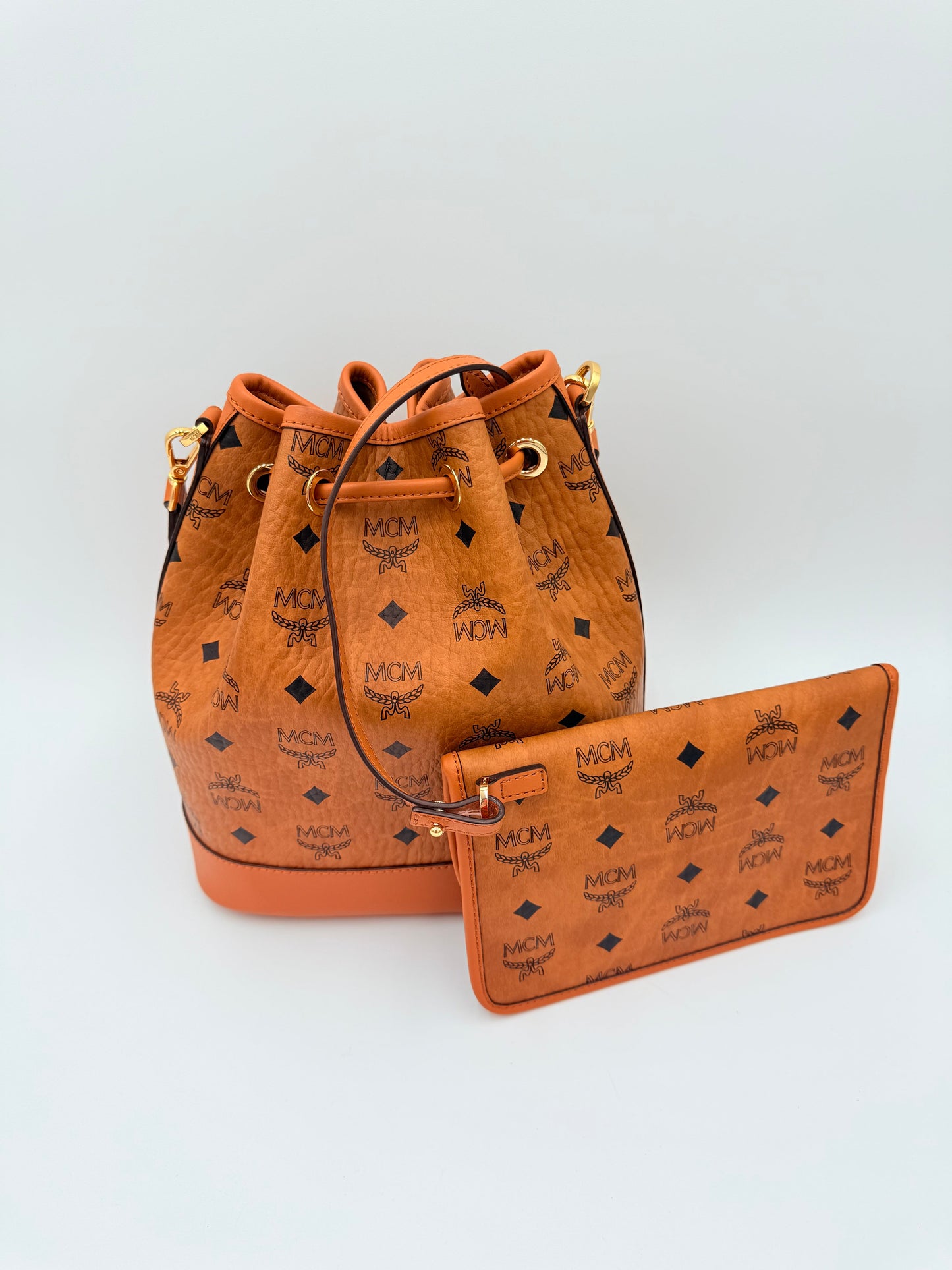 Handbag Luxury Designer By Mcm In Brown, Size:Medium