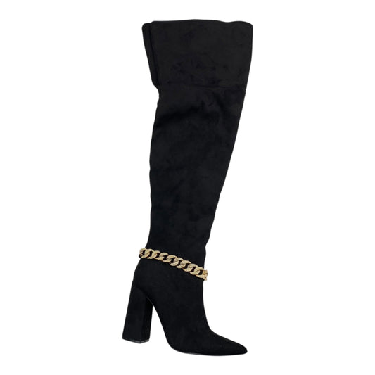 Boots Knee Heels By Fashion Nova In Black, Size:10