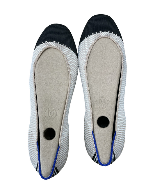 Shoes Flats By Rothys In Black & Cream, Size:7.5