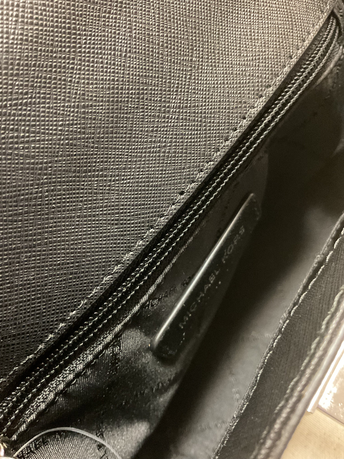 Handbag Designer By Michael Kors In Black & Silver, Size:Small
